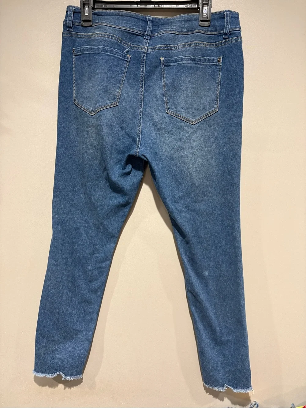 For The Republic Distressed Skinny Jeans Fray Hem Slit Size 12/30 Medium Wash